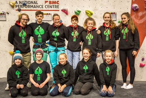 Zoe with the AW Sheffield climbing squad