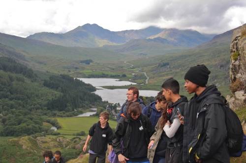 Young people walking in Capel Curig