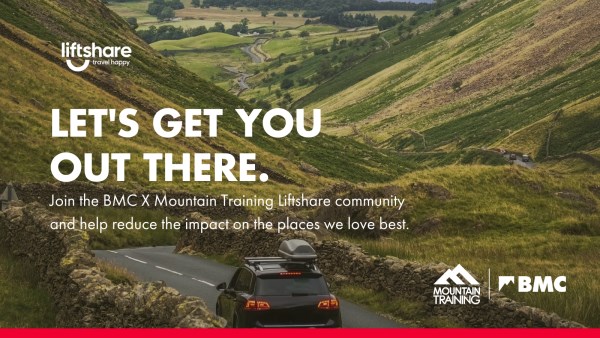 BMC x Mountain Training LiftShare graphic; Let's Get You Out There.