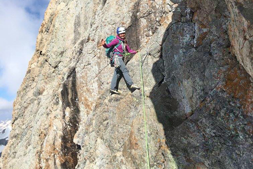 Lou climbing on the Mejie