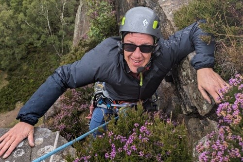 Michael topping out amongst the heather