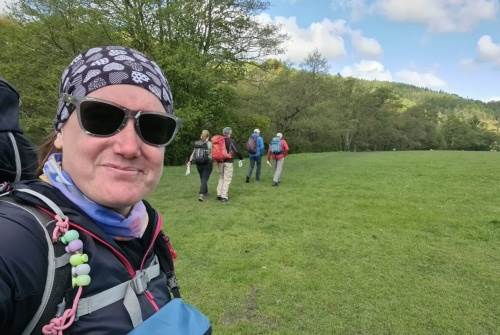 Amy Baron-Hall on Hill and Moorland Leader 1 crossing a field