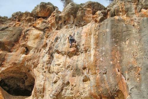 Zoe climbing in the sunshine