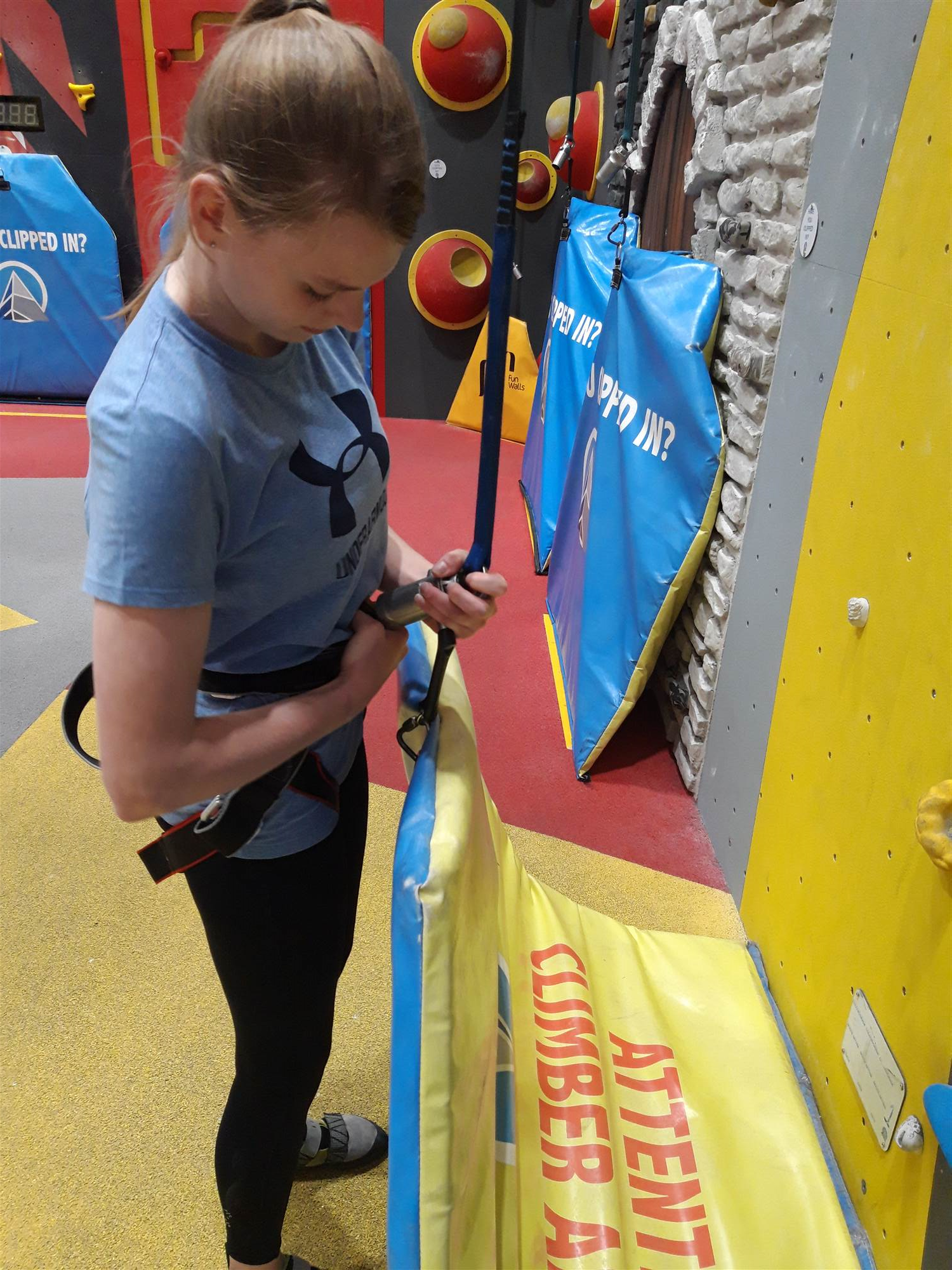 Clipping to site specific Auto Belay